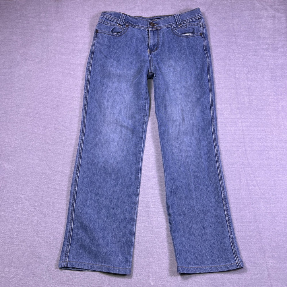 Bogari Embroidered Pocket Straight Leg Jeans Womens Size 12 Blue Denim